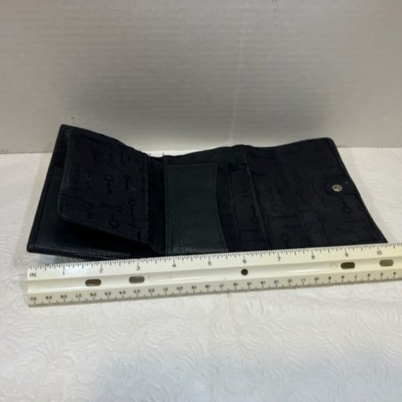 VTG FOSSIL Soft Black Cowhide Leather Trifold Stitched Wallet - Picture 12 of 16